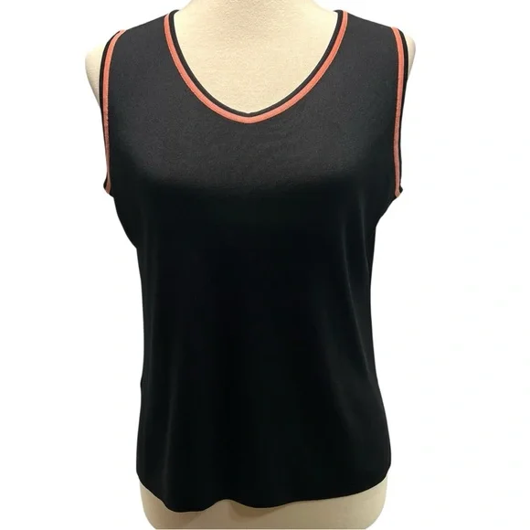 Misook 2 Piece Black Tank & Jacket Coral Trim Women’s Small/Medium - Picture 9 of 12